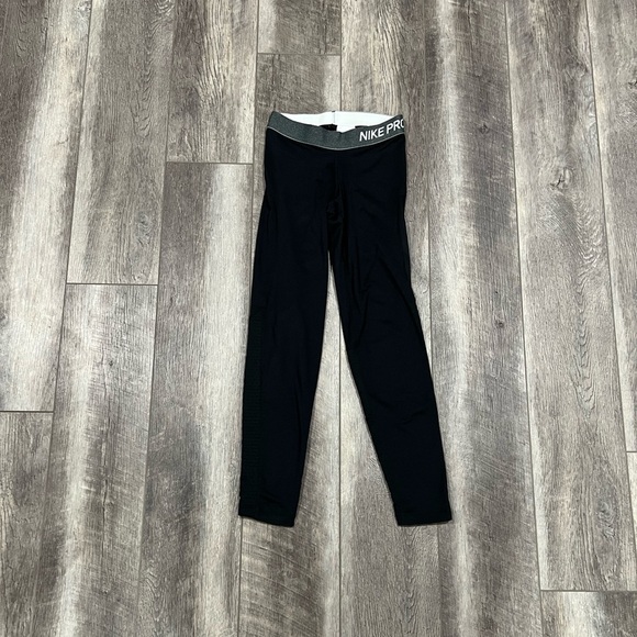 Nike Pro Kids Black Leggings - Picture 1 of 11